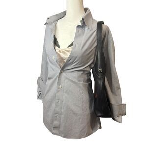 Brooks Brothers Milano Fit Striped Button-Up Blue White Size 15.5